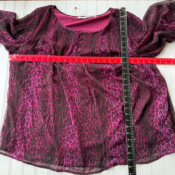 Isaac Mizrahi Burgundy Pink Live Size 2X Sheer double layered Animal print - Picture 10 of 11